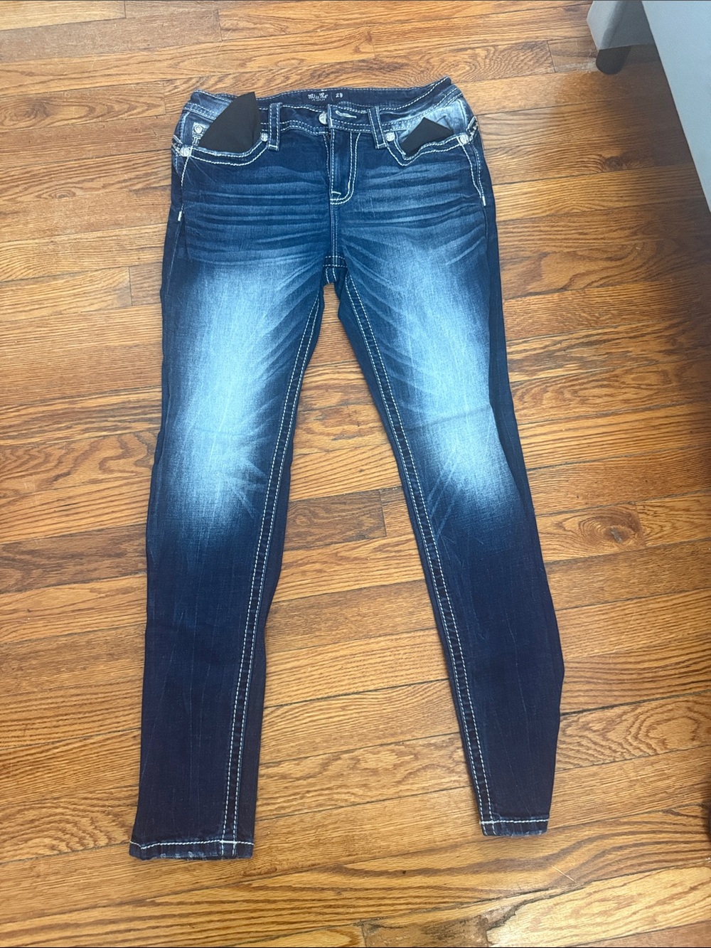 Miss Me Dark Blue Faded Skinny Jeans
